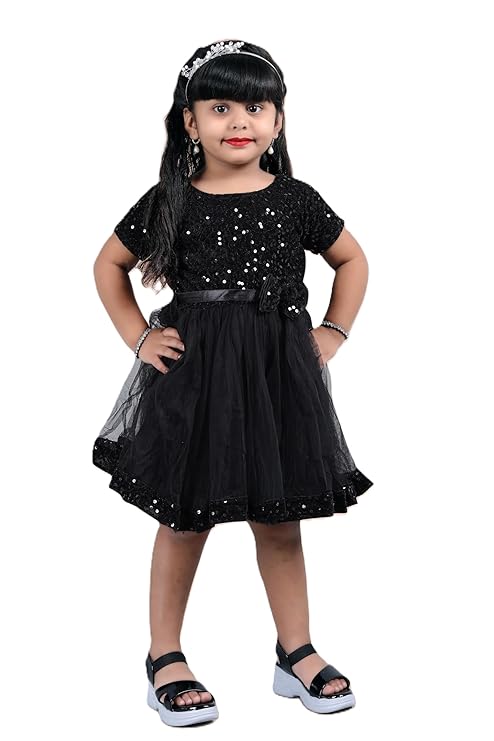 SHRITHI FASHION FAB Charming Girls' Kids Velvet & Net Frock - Elegant and Comfortable Dress